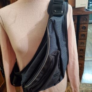 Fila dark teal blue double Sling Bag